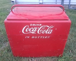 Vintage Coca Cola Cavalier Red Metal Cooler With Opener Amd Tray - £404.37 GBP