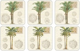 Pimpernel Vintage Palm Study Collection Cork-Backed Coasters - Set of 6 - £21.98 GBP