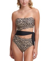 MSRP $118 Dkny Printed Cut-Out Bandeau One-Piece Swimsuit Beige Size 10 - $44.18