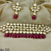 VeroniQ Trends-Indian Choker Kundan/Polki Necklace Set,Emeralds,Ruby Faux Gms - £59.95 GBP