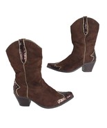 Splash Women&#39;s 6 Brown Suede Sequin Tip Western Boots Pointed Toe Cowgir... - $36.89 CAD