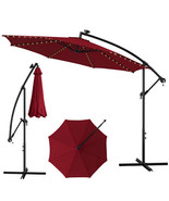 10 Feet Patio Offset Umbrella with 112 Solar-Powered LED Lights-Beige-Wi... - €129,84 EUR