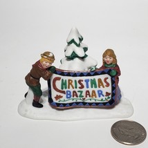 Dept 56 Christmas Bazaar Sign New England Village Bisque Porcelain Figurine - £7.15 GBP