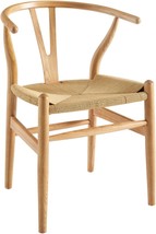 Mid-Century Natural Wood Kitchen And Dining Chair By Modway Amish. - £169.07 GBP