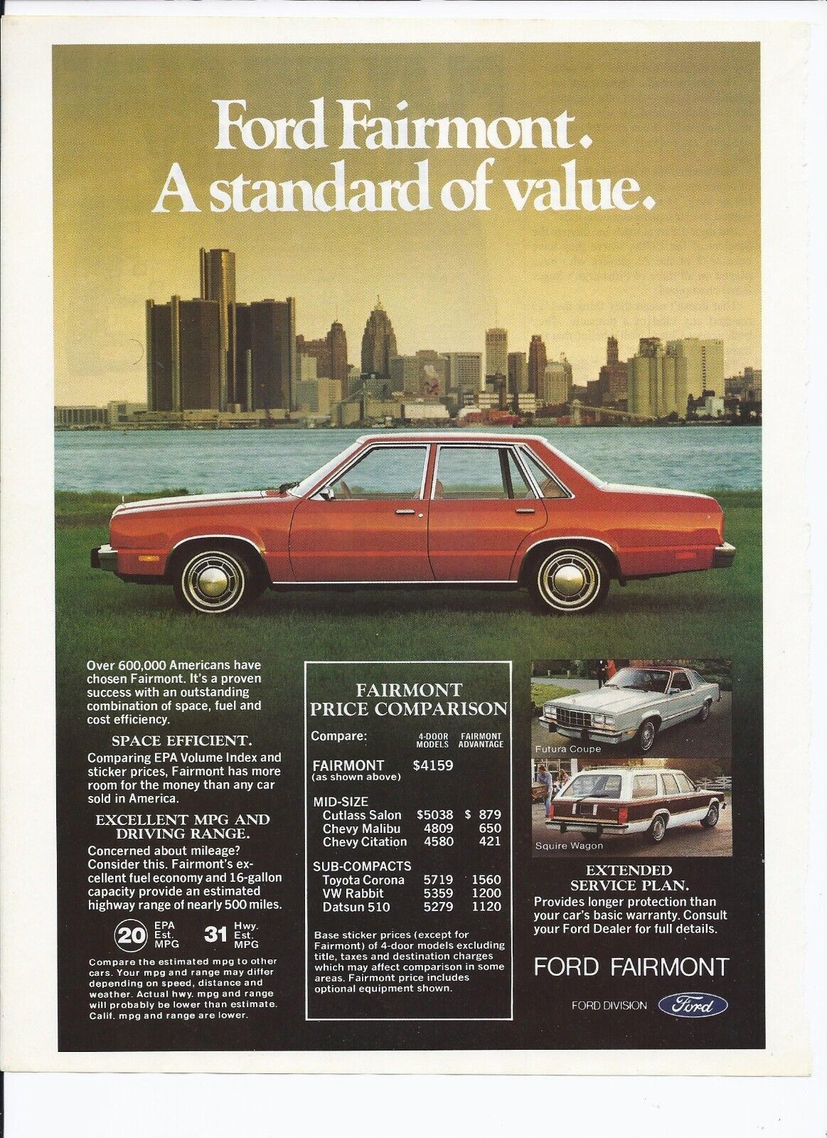 1979 Ford Fairmont Print Ad Automobile car 8.5" x 11" - $19.11