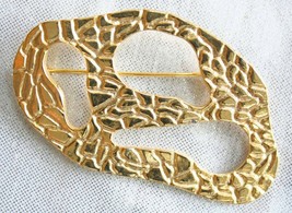 M Jent Art Moderne Abstract Textured Gold-tone Brooch 1980s vintage - £9.67 GBP