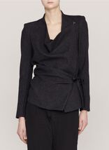 Helmut Lang Cashmere Wrap Leather Belted Jacket Charcoal 4 - €172,19 EUR