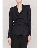 Helmut Lang Cashmere Wrap Leather Belted Jacket Charcoal 4 - €171,59 EUR
