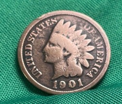 1901 Rare 100 Year Old JH Indian Head Penny Liberty Cent US Collection C... - £11.66 GBP