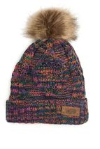 Multi Purple - Beanie Women&#39;s Winter Fleece Fuzzy Knitted Pom Pom - £19.41 GBP