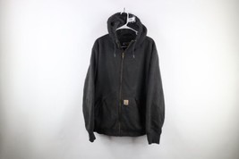 Vtg Carhartt Mens L Distressed Spell Out Deep Pile Fleece Lined Hoodie Jacket - £77.80 GBP