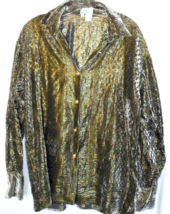 Carucci Womens Large Button Blouse Gold Threads and Buttons Silk Soft Bling - £8.83 GBP
