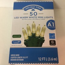 LED 50 Warm White Mini Christmas Lights 10.5&#39; Green Wire Wedding Indoor Outdoor - £8.77 GBP