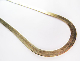 Beutiful Long Vintage 30&quot; Gold Plate Wide Herringbone Chain Necklace - 27.6G - £15.56 GBP