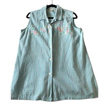 Koret Francica Womens Large Vintage Y2K Button Up Sleeveless Tank  Embroidered F - £13.29 GBP