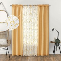 4 Pc. Curtain Set Living Room Curtains 108 Inches Long (Cornsilk Yellow, - £37.54 GBP