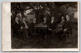 RPPC Dapper And Handsome Men Having Drinks On Lawn Real Photo Postcard P24 - £12.54 GBP