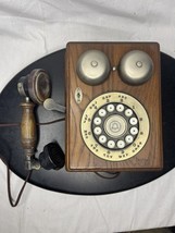 Vintage Western Electric Walnut Wood Wall Push Button Telephone Phone - $940.61 MXN