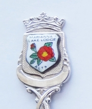 Collector Souvenir Spoon Canada Alberta Mariana Lake Lodge Chard Wild Rose - $9.99