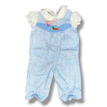 Vintage Thomas Baby Romper Easter Bunny Overalls 3-6m Blue Gingham Plaid  - $19.95