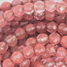 6mm Cherry &quot;Quartz&quot; Glass Faceted Round Beads 1 strand - £3.94 GBP