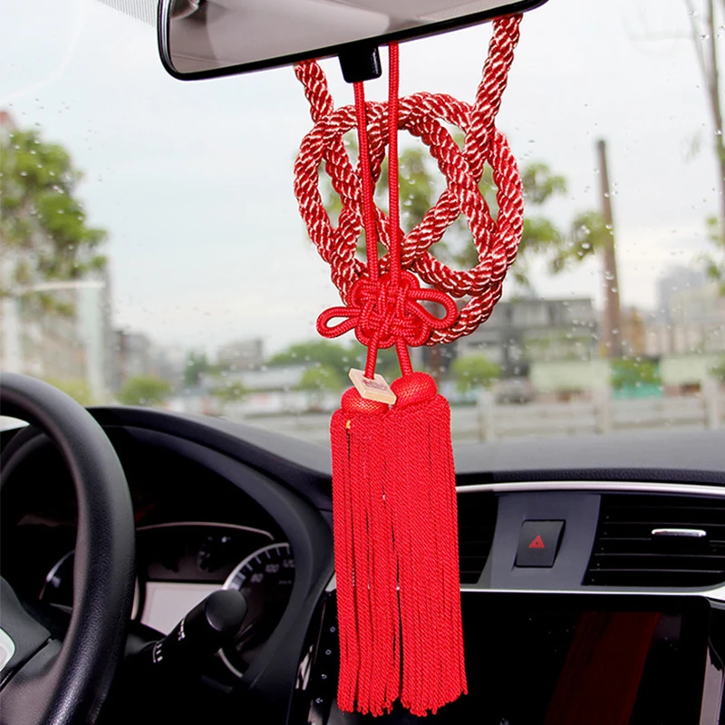 Car Accessories JDM Car Kin Tsuna Rope Knot Fusa Kiku Knot Silver Red Fo... - £14.44 GBP+