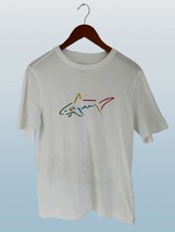 GREG NORMAN Cotton Tee with Large SHARK Logo T-Shirt White Size Small - $16.82