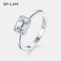 Classic Emerald Cut Moissanite Ring Eternity Sterling Silver 925 1 CT Created Di - £60.94 GBP