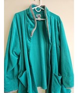 Only Necessities Women&#39;s Robe, Long Sleeve Button Front, Green, 4X - £19.70 GBP