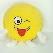 Emojikins Plush Stuffed Animal Emoji Wink Tongue Yellow 9&quot; Sounds Funny Jokes - £18.03 GBP