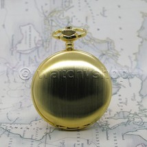 Pocket Watch Full Hunter Gold Color Vintage Men Watch 47 MM with Fob Cha... - £16.20 GBP