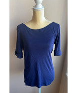 Lauren Ralph Lauren Womens Blouse sz M Navy Blue Cotton New Boat Neck - $467.77 MXN