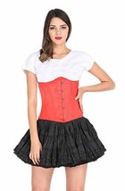 Red Corset Steel Bone Underbust Satin Gothic Halloween Costume Waist Trainer Top - £52.59 GBP