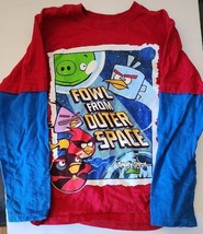 Boy&#39;s Medium Angry Birds Space T-Shirt Long Sleeves Red Blue - $7.94