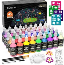 Shuttle Art Fabric Paint Set, 45 Colors 3D Permanent Paint with Brushes ... - $48.97