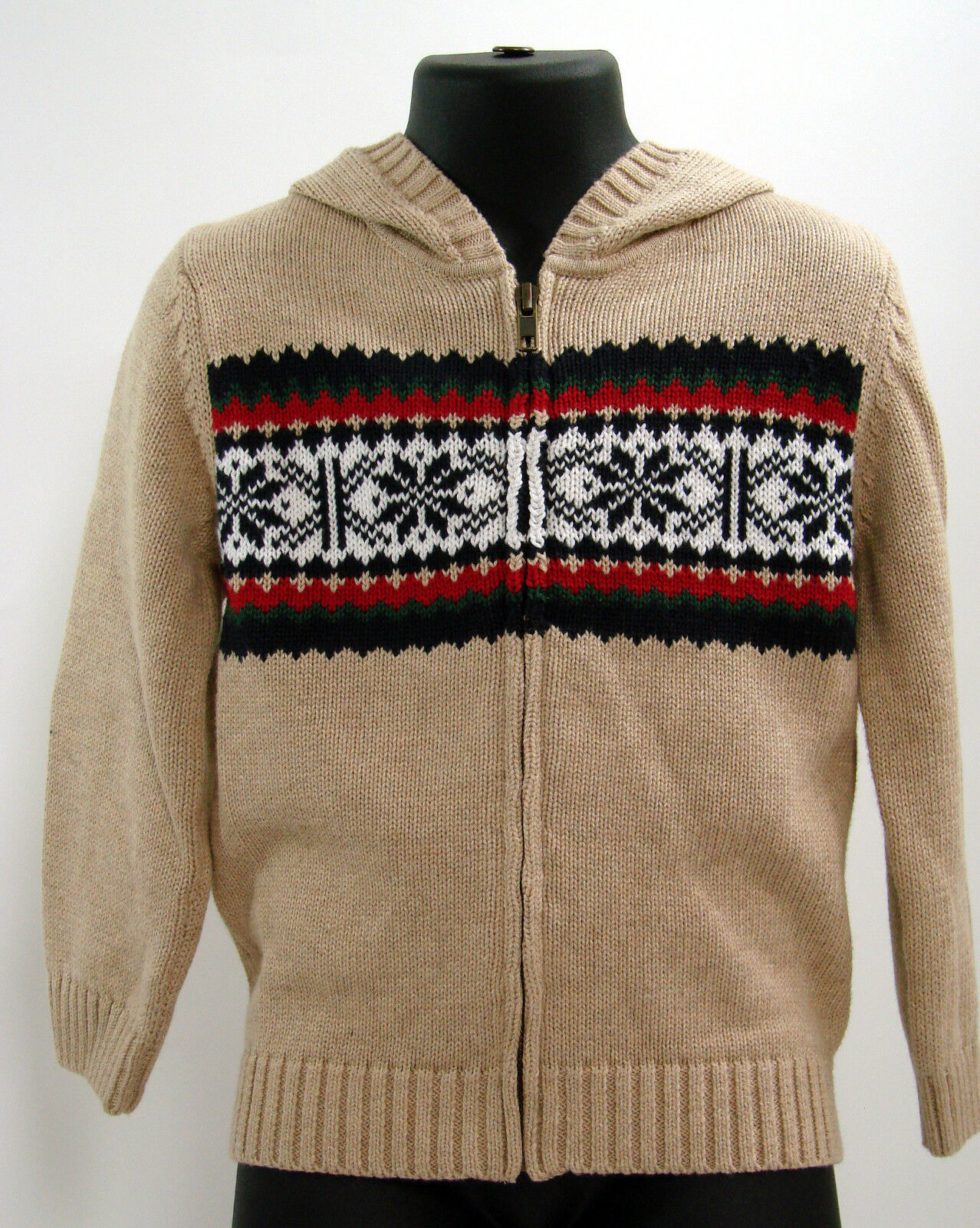 Primary image for Gymboree Sweater Hoodie Boys 2T Beige Fair Isle Zippered Cardigan Snow Chillin