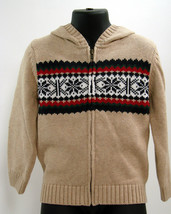 Gymboree Sweater Hoodie Boys 2T Beige Fair Isle Zippered Cardigan Snow Chillin - $16.04