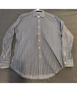 Robert Graham Black Blue &amp; White Striped Mens Dress Shirt Long Sleeve Si... - $37.92 CAD