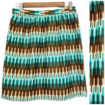 Milly Womens 6 Pencil Skirt 100% Silk Geometric Ikat Brown Green Cream L... - £27.00 GBP