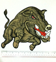 Wild Boar Patch Embroidered Iron on 9 Inch Pig Animal Large Embroidery Applique - $40.75