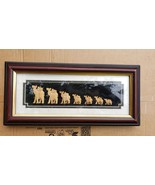 VINTAGE United Arab Emirates UAE Bedouin Hand Carved Camel family Framed... - $35.49