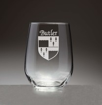 Butler Irish Coat of Arms Stemless Wine Glasses (Sand Etched) - £55.20 GBP