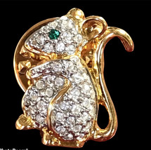 Vintage Carolee Signed Mouse Pin-Pave Rhinestone Chrystals -Gold Accents - £27.53 GBP