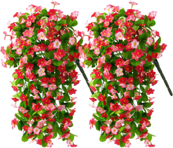 Artificial Hanging Flowers, 2 Pack Fake Hanging Plants Dichroism Orchid Flower B - £28.64 GBP
