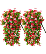 Artificial Hanging Flowers, 2 Pack Fake Hanging Plants Dichroism Orchid ... - £28.21 GBP