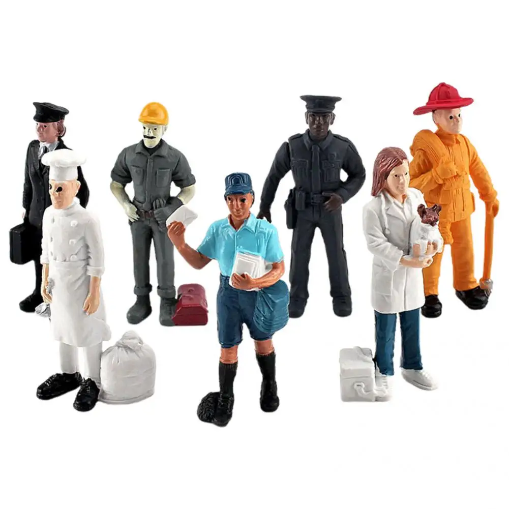 Play 7Pcs/Set Decorative Colorful Baker Policeman FigA Hand Painted Funny Miniat - £23.54 GBP