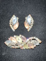 VTG Juliana Pastel Navettes Beautiful AB Accented Brooch and Earrings Stunning - £104.57 GBP