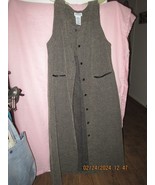 White Stag Dress L Brown Black Button Front Round Neck Sleeveless Pocket... - $20.51 CAD