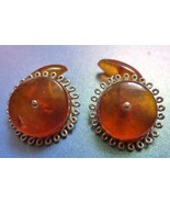 Vintage Men Jewelry Latvia CUFFLINKS w. Cognac Honey Baltic Amber gemsto... - £23.99 GBP