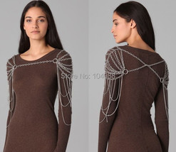 Free Shipping Style B347 Fashion Silver Colour Chains Double Shoulders Multi-lay - £17.51 GBP